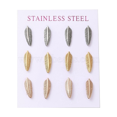 Feather 304 Stainless Steel Stud Earrings