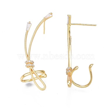 Cubic Zirconia Wrapped Knot Stud Earrings(EJEW-N012-42)-3