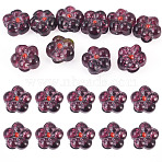 10Pcs Transparent Handmade Bumpy Lampwork Beads, with Silver Glitter, Flower, Indigo, 13.5~14.5x14.5x8.5~10mm, Hole: 0.8~1.6mm(LAMP-TADJ0001-48A)