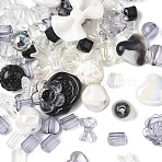 60G Opaque & Transparent Acrylic Beads, Mixed Shapes, Black, 7.5~33x7.5~43.5x4.5~16mm, Hole: 1.2~4mm(MACR-YW0003-82E)