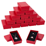 25Pcs Rhombus Textured Cardboard Jewelry Boxes, with Black Sponge, for Jewelry Gift Packaging, Rectangle, Red, 8x5x2.7cm, inside: 7.3&times;4.4cm.(CBOX-UN0001-01A)