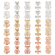 15 Pairs 15 Style Brass Friction Ear Nuts, Earring Backs, Heart & Paw Print & Bear & Owl, Mixed Color, 13.5~15x9~10x4~5.5mm, Hole: 3~4.5mm, 1 Pair/style(KK-AR0002-92)