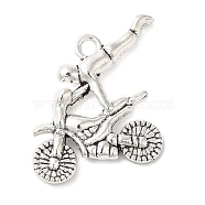 Tibetan Style Alloy Sport Pendants, Motorbike Stunt Man, Cadmium Free & Lead Free, Antique Silver, 25x21x3mm, Hole: 3mm(TIBEP-5267-AS-LF)