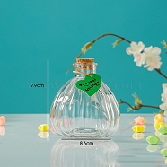 Pumpkin-Shaped Glass Empty Wishing Bottle, with Cork Stopper & Random Style Paper Tags & Jute Twine, for DIY Craft Making, Clear, 8.6x9.5cm(BOTT-PW0003-004J)