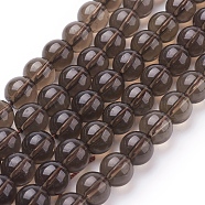 Gemstone Beads Strands, Smoky Quartz, Round, 8mm, Hole: 1mm(X-G-C175-8mm-1)