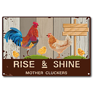Vintage Metal Tin Sign, Wall Decor for Bars, Restaurants, Cafes Pubs, Chook Pattern, 30x20cm(AJEW-WH0157-023)