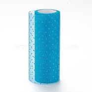 Glitter Deco Mesh Ribbons, Tulle Fabric, for Wedding Party Decoration, Skirts Decoration Making, Deep Sky Blue, 5.90~5.94 inch(15~15.1cm),  10yards/roll(OCOR-H100-D01)