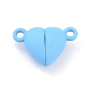 Alloy Magnetic Clasps with Loops, Heart, Light Blue, 15x9.5x6mm, Hole: 1.5mm(PALLOY-P223-B01-03)
