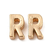 Golden Plated Alloy Beads, Initial Letter, Letter.R, 10x3mm, Hole: 1.8mm(PALLOY-CJC0001-64KCG-R)