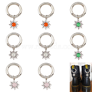 Alloy with Cat Eye Sun Pendants, with Spring Gate Rings, for Shoe Charm Decoration Accessories, Mixed Color, 50mm, 4 colors, 2pcs/color, 8pcs/set(HJEW-AB00224)