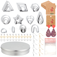 SUNNYCLUE DIY Earring Making Finding Kits, Including 430 Stainless Steel Cookie Cutters, Brass Earring Hooks & Split Rings, Plastic Ear Nuts, Paper Cards, Mixed Color, Cutters: 27pcs/bag(DIY-SC0018-77)