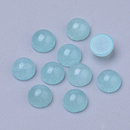Natural White Jade Cabochons, Dyed, Half Round/Dome, Medium Turquoise, 6x3~4mm(G-R416-6mm-07)