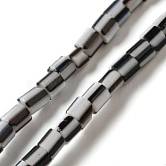 Handmade Lampwork Beads, Column with Stripe Pattern, Black, 6~11x7~8mm, Hole: 1.8mm, about 62~72pcs/strand, 25.59~25.98''(65~66cm)(LAMP-B023-04A-04)