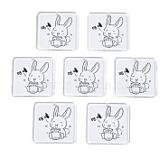 Transparent Printed Acrylic Pendants, Square with Drinking Rabbit, Black, 34.5x34.5x2.5mm, Hole: 1.6mm(OACR-N133-001-03)