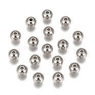 201 Stainless Steel Beads, Solid Round, Stainless Steel Color, 6mm, Hole: 1.5mm(STAS-R033-6mm)