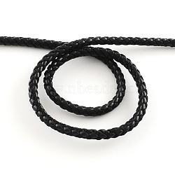 Braided PU Leather Cord, Imitation Leather Cord for Bracelet Making, Black, 5mm, about 9.84 yards(9m)/roll(LC-Q008-01)