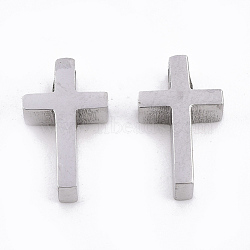 304 Stainless Steel Tiny Cross Charms, Stainless Steel Color, 12x7x3mm, Hole: 1.8mm(STAS-T041-07)