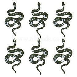 Western Style Acrylic Big Pendants, Snake with Moon, White, 69x38x2mm, Hole: 1.6mm, 12pcs/box(SACR-SC0001-09)