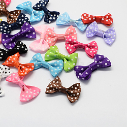 Handmade Woven Costume Accessories, Dot Printed Grosgrain Bowknot, Mixed Color, 23x36x7mm, about 500pcs/bag(WOVE-R060-M)