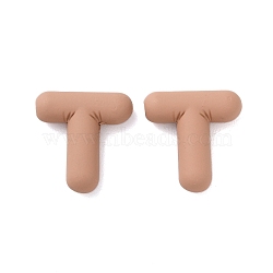 Rack Plating Spray Painted Alloy Pendants, Rubberized Style, Brown, Letter T, 19x18x6mm, Hole: 1.5mm(FIND-C062-08T)