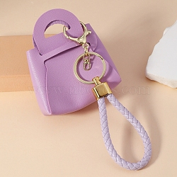 Imitation Leather Mini Tote Bag Keychain, Coin Purse Pocket Lipstick Bag for Women, Medium Orchid, 9.4x7.8x4.2cm(PW-WG409F5-05)