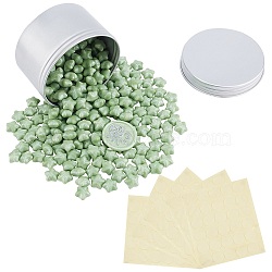 CRASPIRE DIY Stamp Making Kits, Including Aluminium Tin Cans, Sealing Wax Particles  and Gift Tag Labels Self-Adhesive Present Stickers, Green, 8.4x5cm, 1pc(DIY-CP0004-43C)