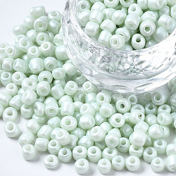 6/0 Glass Seed Beads, Baking Paint, Round Hole, Round, Honeydew, 4~5x3~5mm, Hole: 1.2~1.5mm, about 4500pcs/Pound(SEED-S058-A-F408)