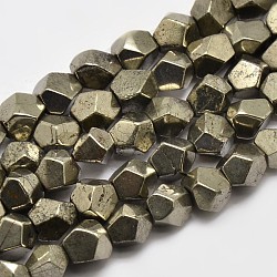 Natural Pyrite Beads Strands, Star Cut Round Beads, 7x7x7mm, Hole: 1mm, about 55pcs/strand, 15.5 inch(G-F197-02-7x7mm)