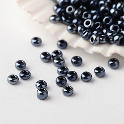 12/0 Grade A Round Glass Seed Beads, Metallic Colours, Gunmetal Plated, 12/0, 2x1.5mm, Hole: 0.5mm, about 45000pcs/pound(SEED-A022-F12-607)