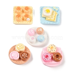 Opaque Resin Breakfast Decoden Cabochons, Imitaiton Food, Donut/Bread/Bun, Mixed Color, Mixed Shapes, 18~22x12~22x8~9.5mm(CRES-M036-05)