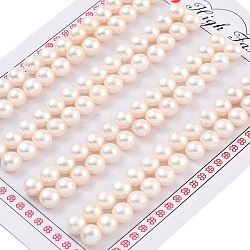 Grade 6A Natural Cultured Freshwater Pearl Beads, Half Drilled, Half Round Beads, White, 6~6.5x4mm, Hole: 1mm(PEAR-N018-6A-6065A)