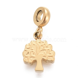 Ion Plating(IP) 304 Stainless Steel Charms, with Tube Bails, Manual Polishing, Tree of Life, Golden, 14.2mm, Pendant: 8.7x6.7x1.8mm, Hole: 2.5mm(STAS-F259-007G)