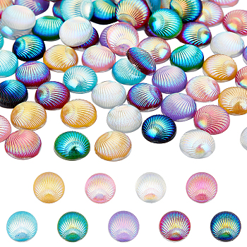 AHADERMAKER 90Pcs 9 Colors Opaque Resin Cabochons, Imitation Shell, AB Color, Half Round/Dome, Mixed Color, 9.5x3.5mm, 10pcs/color