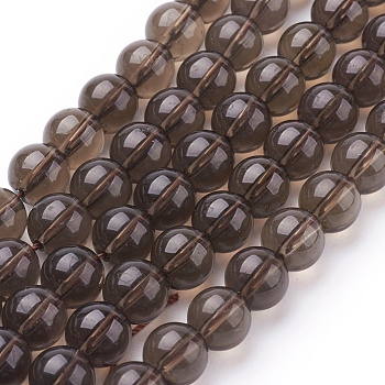 Gemstone Beads Strands, Smoky Quartz, Round, 8mm, Hole: 1mm
