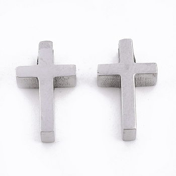 304 Stainless Steel Tiny Cross Charms, Stainless Steel Color, 12x7x3mm, Hole: 1.8mm