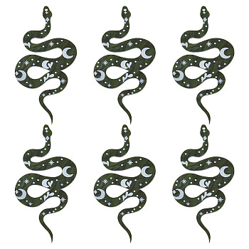 Western Style Acrylic Big Pendants, Snake with Moon, White, 69x38x2mm, Hole: 1.6mm, 12pcs/box