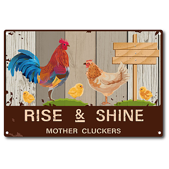 Vintage Metal Tin Sign, Wall Decor for Bars, Restaurants, Cafes Pubs, Chook Pattern, 30x20cm