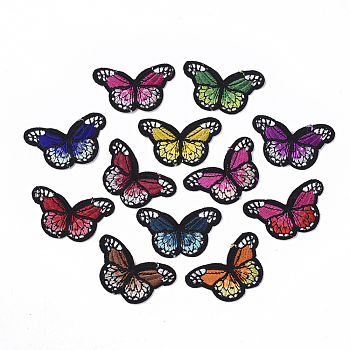 Computerized Embroidery Cloth Iron On/Sew On Patches, Costume Accessories, Appliques, Butterfly, Mixed Color, 33x53.5x1.5mm, about 12colors, 1color/10pcs, 120pcs/bag