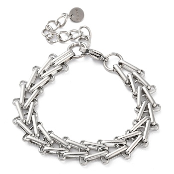 Non-Tarnish 304 Stainless Steel Triangle Link Chain Bracelets for Women, Stainless Steel Color, 7-1/8 inch(18cm), 12.5mm