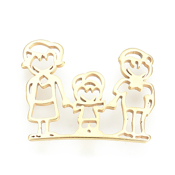 201 Stainless Steel Filigree Joiners, Family, Golden, 23x28x1mm