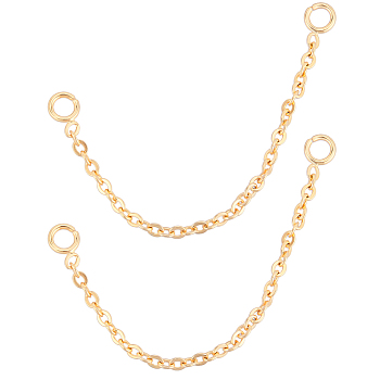 20 Strands Brass Chain Links/Connectors, Nickel Free, Real 18K Gold Plated, 46x3x1mm, Hole: 1.5mm