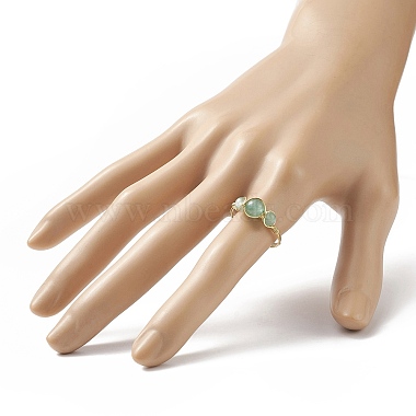 Natural Green Aventurine Round Braided Beaded Finger Ring(RJEW-JR00550-05)-3