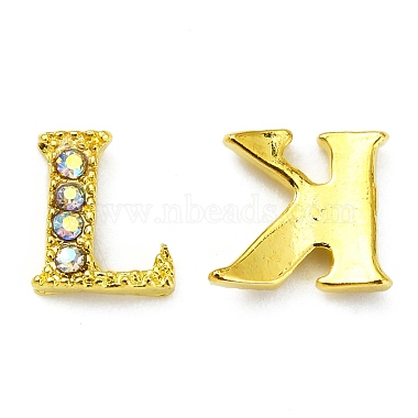 Cabujones de clavos con letras de diamantes de imitación de oro de aleación(MRMJ-S047-023-M)-3