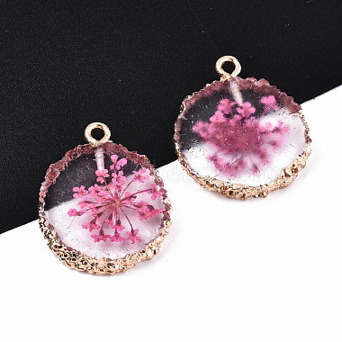 Transparent Clear Epoxy Resin & Dried Flower Pendants(RESI-S383-075-C03)-3