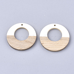 Resin & Wood Pendants, Ring, Creamy White, 38x3.5mm, Hole: 2mm(X-RESI-S358-29B-11)