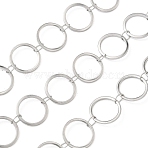 304 Stainless Steel Ring Link Chains, Soldered, with Spool, Stainless Steel Color, 12x1mm(CHS-G044-05P-06)