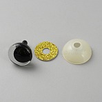 Glitter Plastic Craft Doll Eyes, with Eyes Washers, Safety Eyes, Stuffed Toy Eyes, Half Round, Gold, 21.5x18mm(KY-WH0048-53A-06)