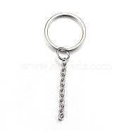 304 Stainless Steel Split Key Rings, Keychain Clasp Findings, Stainless Steel Color, 68mm(STAS-G085-09)