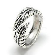 Adjustable Alloy Cuff Finger Rings, Leaf, Size 7, Antique Silver, 17mm(RJEW-S038-006)