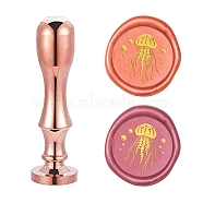 DIY Scrapbook, Brass Wax Seal Stamp Flat Round Head and Handle, Rose Gold, Ocean Themed Pattern, 25mm(AJEW-WH0147-057)